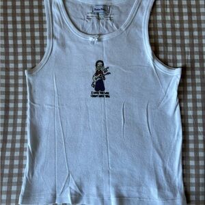 White Graphic Tank Top